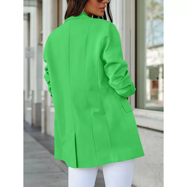 imageANRABESS Womens Casual Button Long Sleeve Lapel Open Front Pad Shoulder Office Blazer Jacket Work SuitGreen