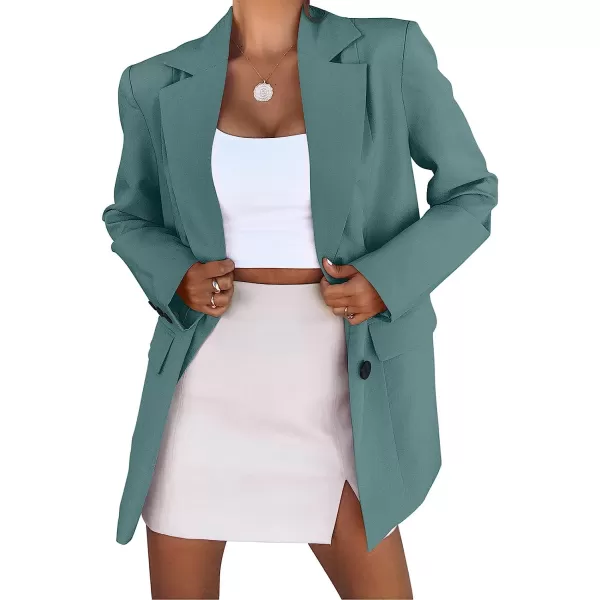imageANRABESS Womens Casual Button Long Sleeve Lapel Open Front Pad Shoulder Office Blazer Jacket Work SuitLake