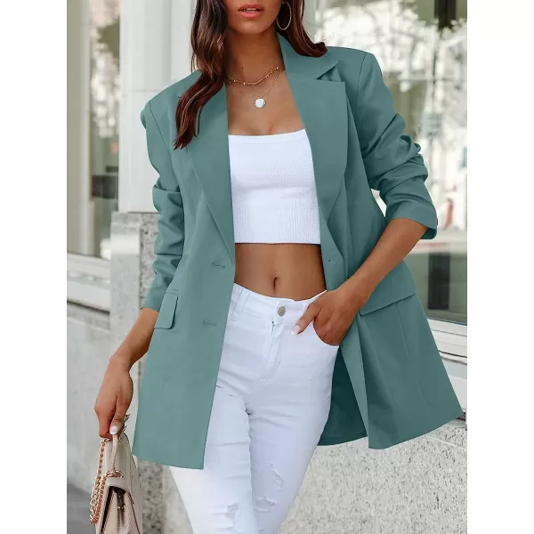 imageANRABESS Womens Casual Button Long Sleeve Lapel Open Front Pad Shoulder Office Blazer Jacket Work SuitLake