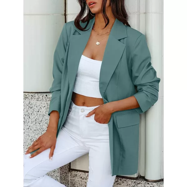 imageANRABESS Womens Casual Button Long Sleeve Lapel Open Front Pad Shoulder Office Blazer Jacket Work SuitLake