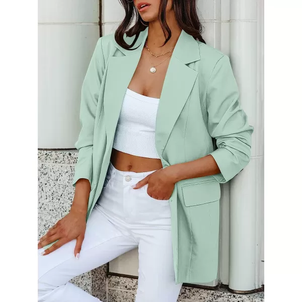 imageANRABESS Womens Casual Button Long Sleeve Lapel Open Front Pad Shoulder Office Blazer Jacket Work SuitLight Blue