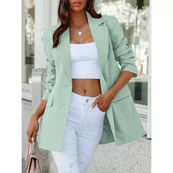imageANRABESS Womens Casual Button Long Sleeve Lapel Open Front Pad Shoulder Office Blazer Jacket Work SuitLight Blue