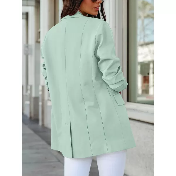 imageANRABESS Womens Casual Button Long Sleeve Lapel Open Front Pad Shoulder Office Blazer Jacket Work SuitLight Blue