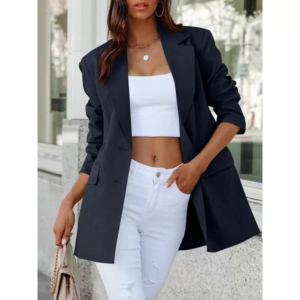 imageANRABESS Womens Casual Button Long Sleeve Lapel Open Front Pad Shoulder Office Blazer Jacket Work SuitNavy Blue