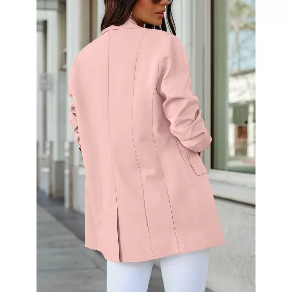imageANRABESS Womens Casual Button Long Sleeve Lapel Open Front Pad Shoulder Office Blazer Jacket Work SuitPink