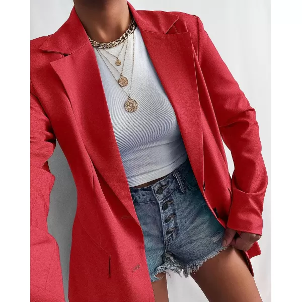 imageANRABESS Womens Casual Button Long Sleeve Lapel Open Front Pad Shoulder Office Blazer Jacket Work SuitRed