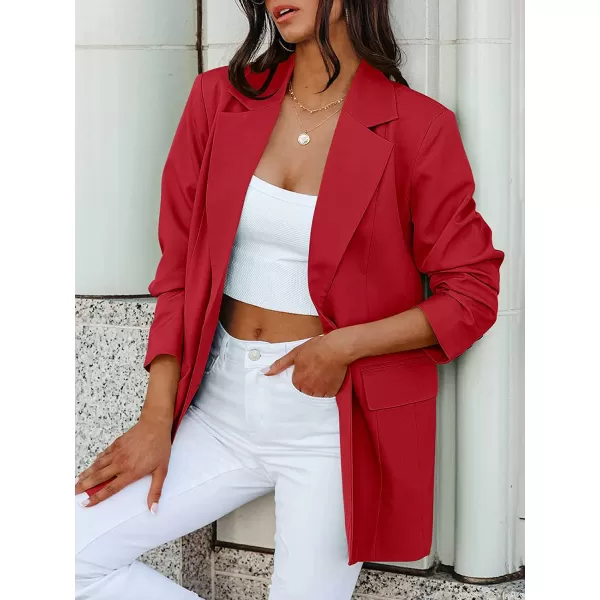 imageANRABESS Womens Casual Button Long Sleeve Lapel Open Front Pad Shoulder Office Blazer Jacket Work SuitRed