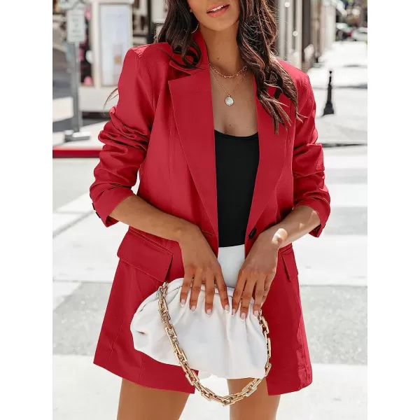 imageANRABESS Womens Casual Button Long Sleeve Lapel Open Front Pad Shoulder Office Blazer Jacket Work SuitRed