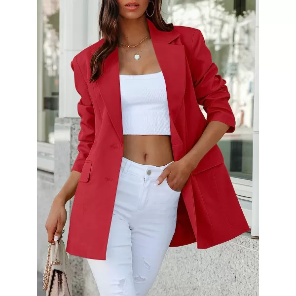 imageANRABESS Womens Casual Button Long Sleeve Lapel Open Front Pad Shoulder Office Blazer Jacket Work SuitRed