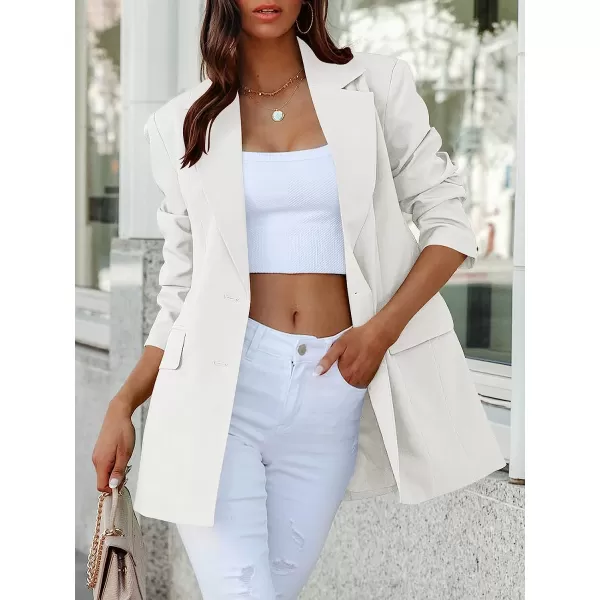 imageANRABESS Womens Casual Button Long Sleeve Lapel Open Front Pad Shoulder Office Blazer Jacket Work SuitWhite