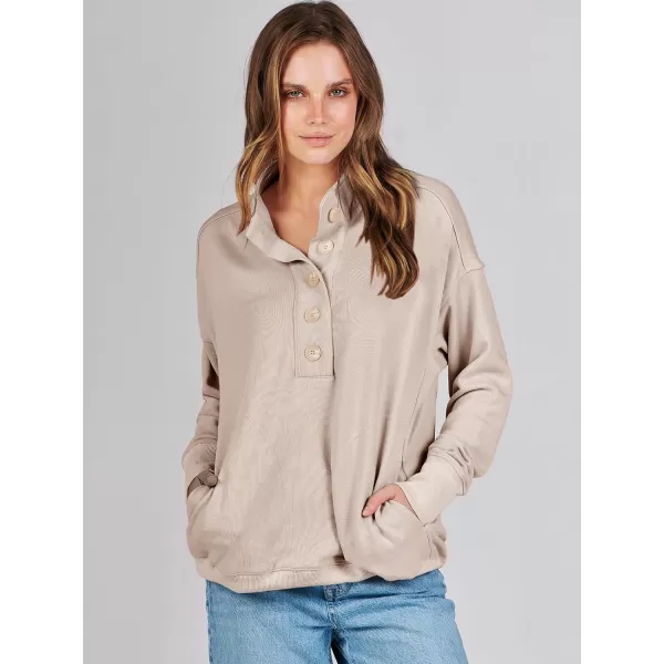 imageANRABESS Womens Casual Button Sweatshirts Oversized Hoodies 2023 Fall Winter Pullover Tops with PocketsApricot