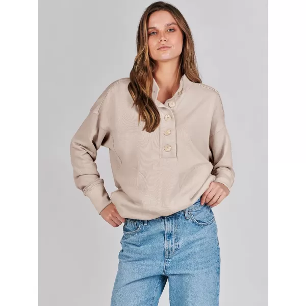 imageANRABESS Womens Casual Button Sweatshirts Oversized Hoodies 2023 Fall Winter Pullover Tops with PocketsApricot