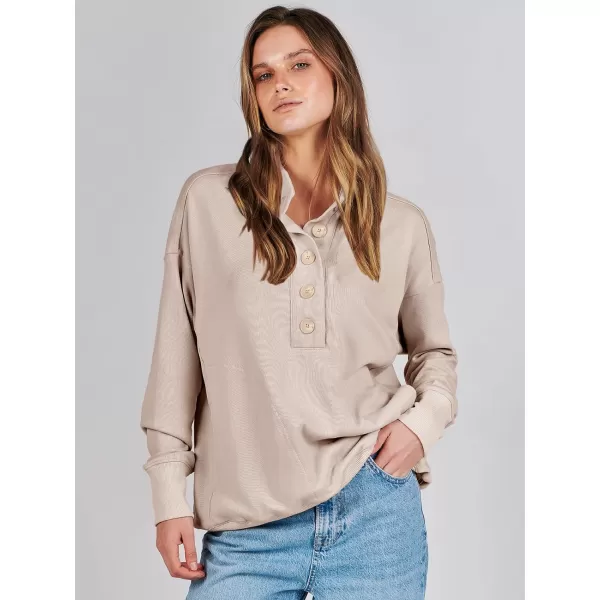 imageANRABESS Womens Casual Button Sweatshirts Oversized Hoodies 2023 Fall Winter Pullover Tops with PocketsApricot
