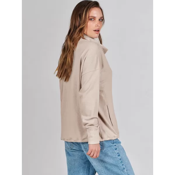 imageANRABESS Womens Casual Button Sweatshirts Oversized Hoodies 2023 Fall Winter Pullover Tops with PocketsApricot