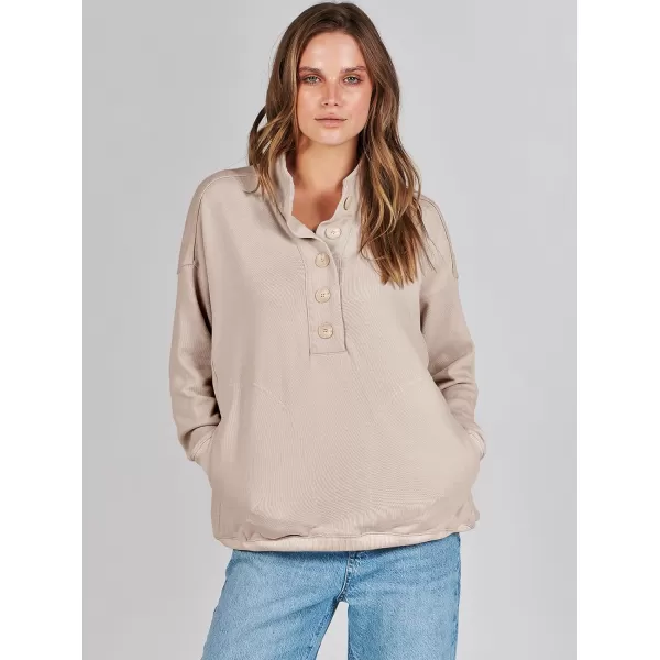 imageANRABESS Womens Casual Button Sweatshirts Oversized Hoodies 2023 Fall Winter Pullover Tops with PocketsApricot