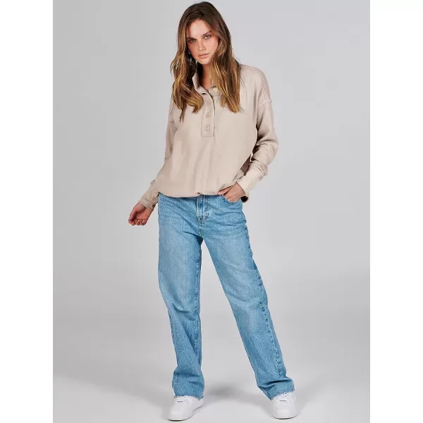imageANRABESS Womens Casual Button Sweatshirts Oversized Hoodies 2023 Fall Winter Pullover Tops with PocketsApricot