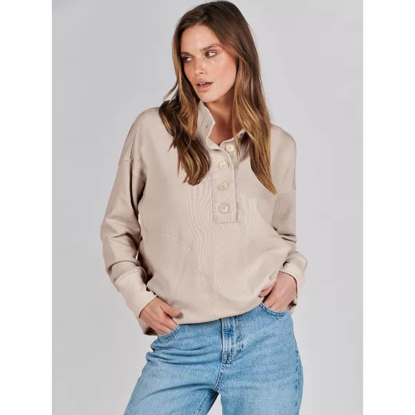 imageANRABESS Womens Casual Button Sweatshirts Oversized Hoodies 2023 Fall Winter Pullover Tops with PocketsApricot