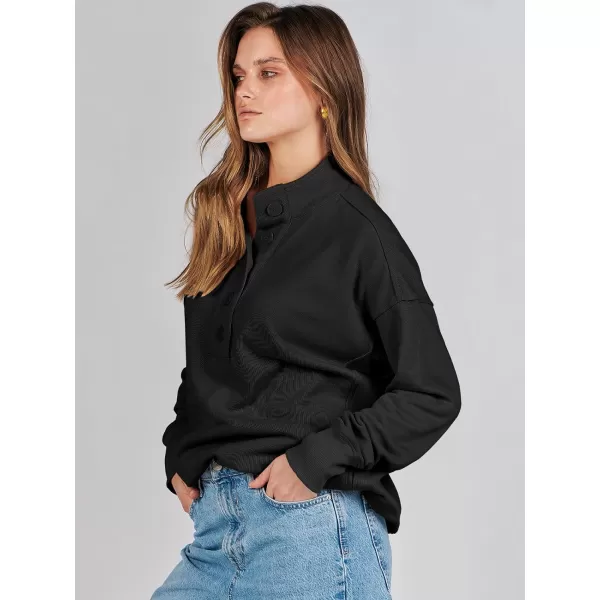 imageANRABESS Womens Casual Button Sweatshirts Oversized Hoodies 2023 Fall Winter Pullover Tops with PocketsBlack