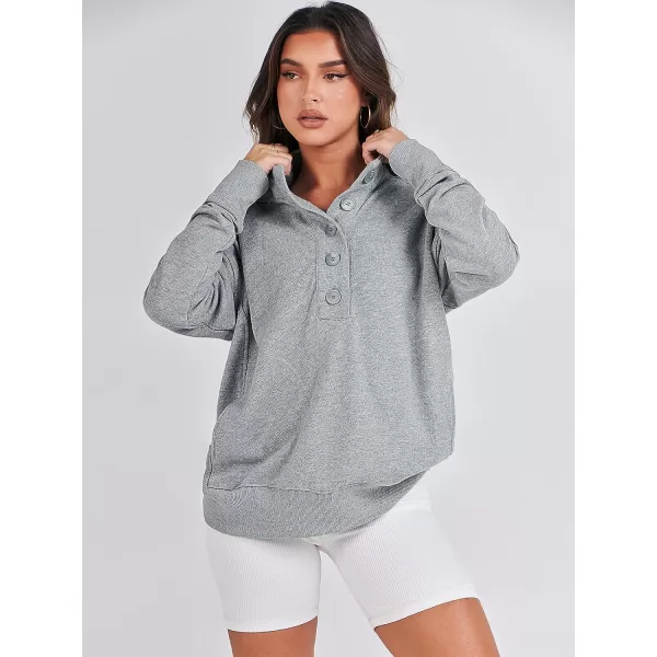 imageANRABESS Womens Casual Button Sweatshirts Oversized Hoodies 2023 Fall Winter Pullover Tops with PocketsGray