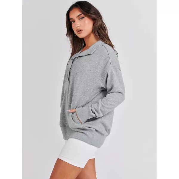imageANRABESS Womens Casual Button Sweatshirts Oversized Hoodies 2023 Fall Winter Pullover Tops with PocketsGray