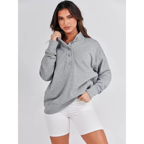 imageANRABESS Womens Casual Button Sweatshirts Oversized Hoodies 2023 Fall Winter Pullover Tops with PocketsGray