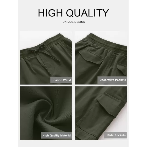 imageANRABESS Womens Casual Dressy High Waist Cotton Cargo Shorts 2024 Spring Fashion Hiking Outdoor Lounge Shorts 6 PocketsArmy Green