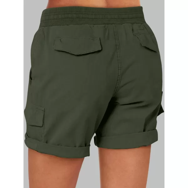 imageANRABESS Womens Casual Dressy High Waist Cotton Cargo Shorts 2024 Spring Fashion Hiking Outdoor Lounge Shorts 6 PocketsArmy Green