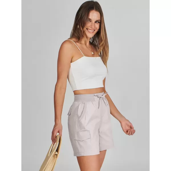 imageANRABESS Womens Casual Dressy High Waist Cotton Cargo Shorts 2024 Spring Fashion Hiking Outdoor Lounge Shorts 6 PocketsBeige