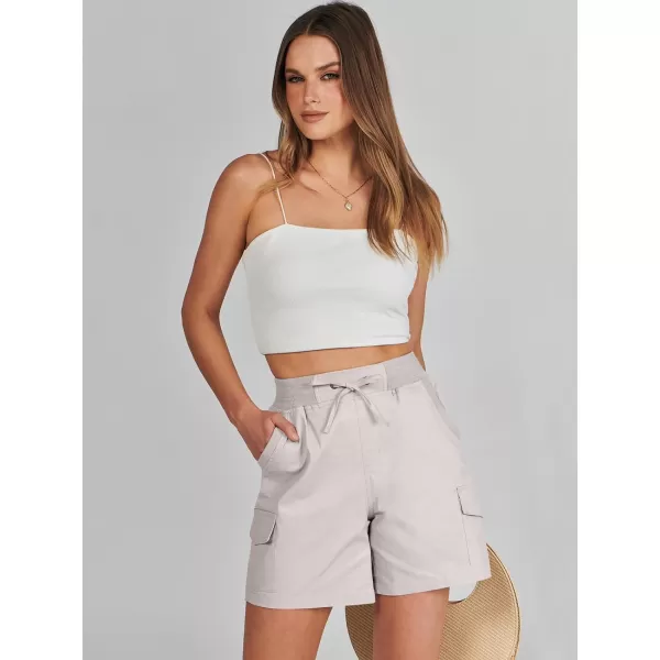 imageANRABESS Womens Casual Dressy High Waist Cotton Cargo Shorts 2024 Spring Fashion Hiking Outdoor Lounge Shorts 6 PocketsBeige