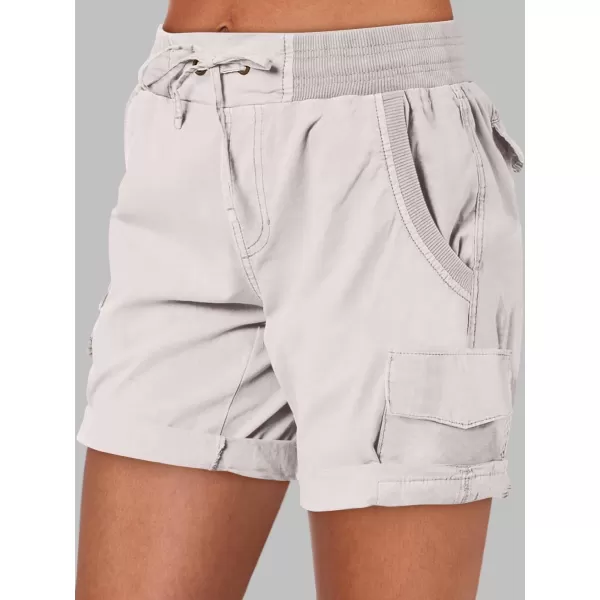 imageANRABESS Womens Casual Dressy High Waist Cotton Cargo Shorts 2024 Spring Fashion Hiking Outdoor Lounge Shorts 6 PocketsBeige