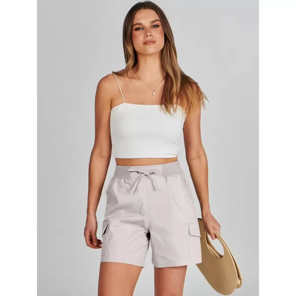 imageANRABESS Womens Casual Dressy High Waist Cotton Cargo Shorts 2024 Spring Fashion Hiking Outdoor Lounge Shorts 6 PocketsBeige
