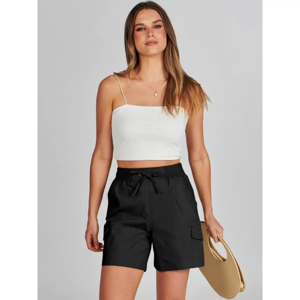 imageANRABESS Womens Casual Dressy High Waist Cotton Cargo Shorts 2024 Spring Fashion Hiking Outdoor Lounge Shorts 6 PocketsBlack
