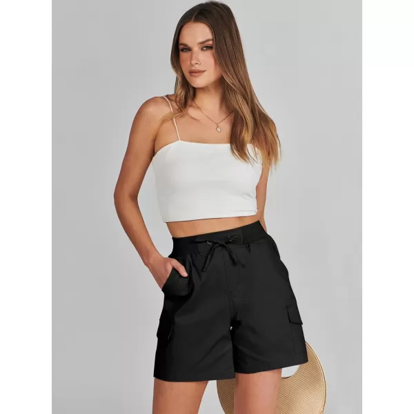 imageANRABESS Womens Casual Dressy High Waist Cotton Cargo Shorts 2024 Spring Fashion Hiking Outdoor Lounge Shorts 6 PocketsBlack