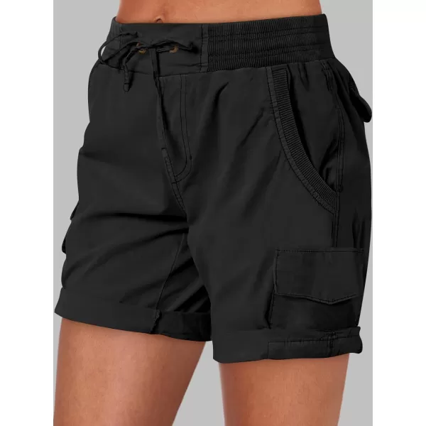 imageANRABESS Womens Casual Dressy High Waist Cotton Cargo Shorts 2024 Spring Fashion Hiking Outdoor Lounge Shorts 6 PocketsBlack