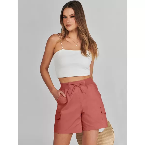 imageANRABESS Womens Casual Dressy High Waist Cotton Cargo Shorts 2024 Spring Fashion Hiking Outdoor Lounge Shorts 6 PocketsBrick Red