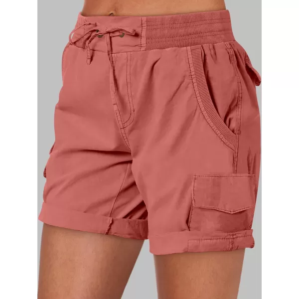 imageANRABESS Womens Casual Dressy High Waist Cotton Cargo Shorts 2024 Spring Fashion Hiking Outdoor Lounge Shorts 6 PocketsBrick Red
