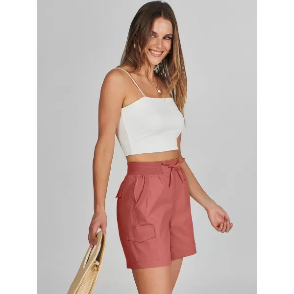 imageANRABESS Womens Casual Dressy High Waist Cotton Cargo Shorts 2024 Spring Fashion Hiking Outdoor Lounge Shorts 6 PocketsBrick Red