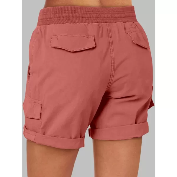 imageANRABESS Womens Casual Dressy High Waist Cotton Cargo Shorts 2024 Spring Fashion Hiking Outdoor Lounge Shorts 6 PocketsBrick Red