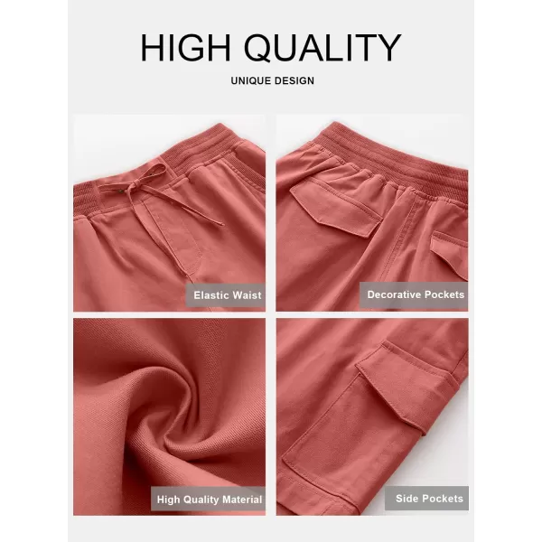 imageANRABESS Womens Casual Dressy High Waist Cotton Cargo Shorts 2024 Spring Fashion Hiking Outdoor Lounge Shorts 6 PocketsBrick Red