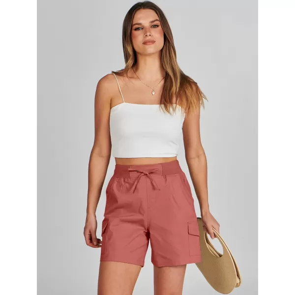 imageANRABESS Womens Casual Dressy High Waist Cotton Cargo Shorts 2024 Spring Fashion Hiking Outdoor Lounge Shorts 6 PocketsBrick Red