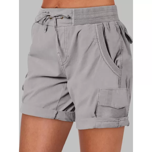 imageANRABESS Womens Casual Dressy High Waist Cotton Cargo Shorts 2024 Spring Fashion Hiking Outdoor Lounge Shorts 6 PocketsGray