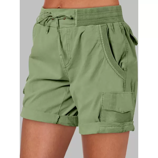 imageANRABESS Womens Casual Dressy High Waist Cotton Cargo Shorts 2024 Spring Fashion Hiking Outdoor Lounge Shorts 6 PocketsGreen