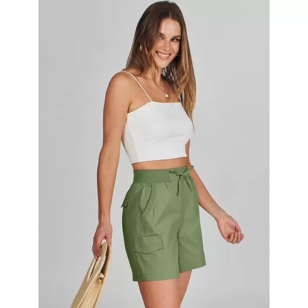 imageANRABESS Womens Casual Dressy High Waist Cotton Cargo Shorts 2024 Spring Fashion Hiking Outdoor Lounge Shorts 6 PocketsGreen