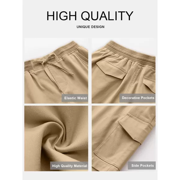 imageANRABESS Womens Casual Dressy High Waist Cotton Cargo Shorts 2024 Spring Fashion Hiking Outdoor Lounge Shorts 6 PocketsKhaki