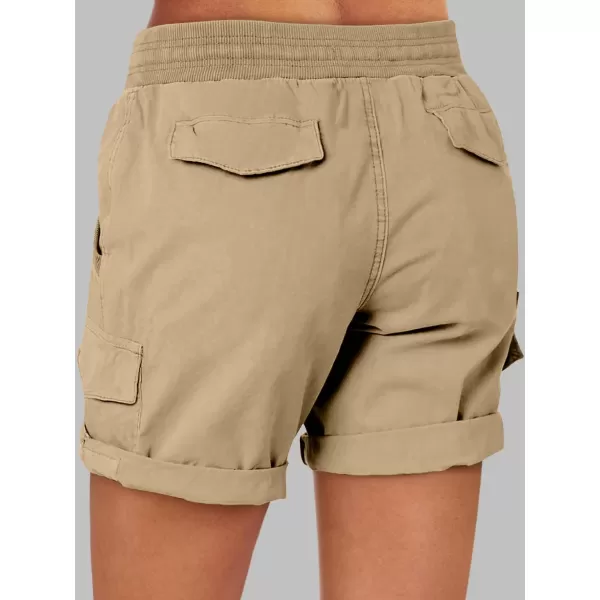 imageANRABESS Womens Casual Dressy High Waist Cotton Cargo Shorts 2024 Spring Fashion Hiking Outdoor Lounge Shorts 6 PocketsKhaki