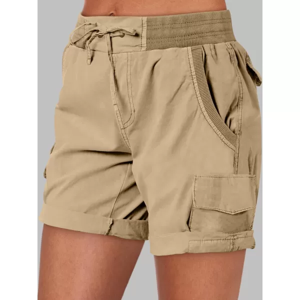 imageANRABESS Womens Casual Dressy High Waist Cotton Cargo Shorts 2024 Spring Fashion Hiking Outdoor Lounge Shorts 6 PocketsKhaki