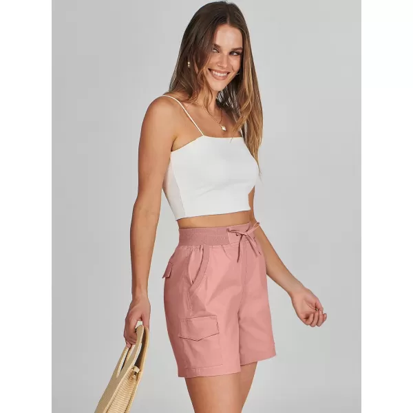 imageANRABESS Womens Casual Dressy High Waist Cotton Cargo Shorts 2024 Spring Fashion Hiking Outdoor Lounge Shorts 6 PocketsPink