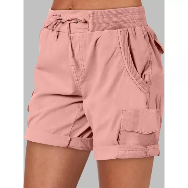 imageANRABESS Womens Casual Dressy High Waist Cotton Cargo Shorts 2024 Spring Fashion Hiking Outdoor Lounge Shorts 6 PocketsPink
