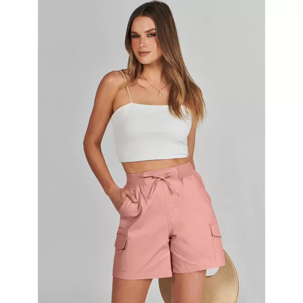 imageANRABESS Womens Casual Dressy High Waist Cotton Cargo Shorts 2024 Spring Fashion Hiking Outdoor Lounge Shorts 6 PocketsPink