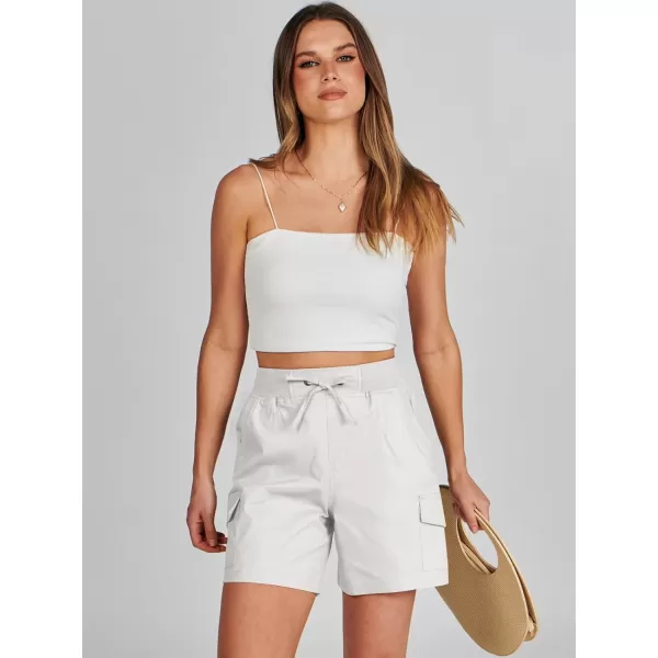 imageANRABESS Womens Casual Dressy High Waist Cotton Cargo Shorts 2024 Spring Fashion Hiking Outdoor Lounge Shorts 6 PocketsWhite
